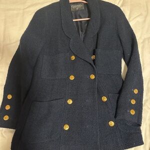 Chanel Vintage Navy with Gold Buttons Blazer